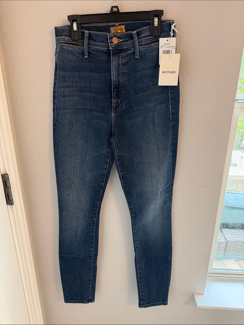 MOTHER Dark Blue High-Rise Skinny Jeans